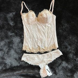 Valery Cipria BL112 Corset With/Matching Tanga Light Pink, NWT